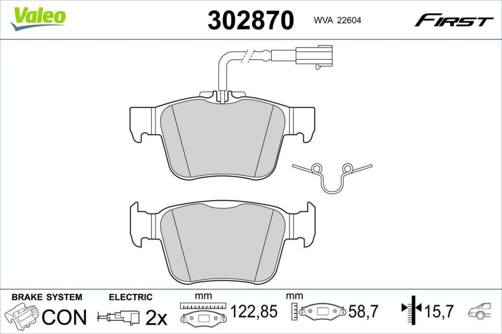 Jeu de 4 plaquettes de frein VALEO ref. 302870